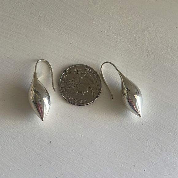 Michael Dawkins 925 Sterling Sculptural Teardrop Drop Earrings - Picture 5 of 6